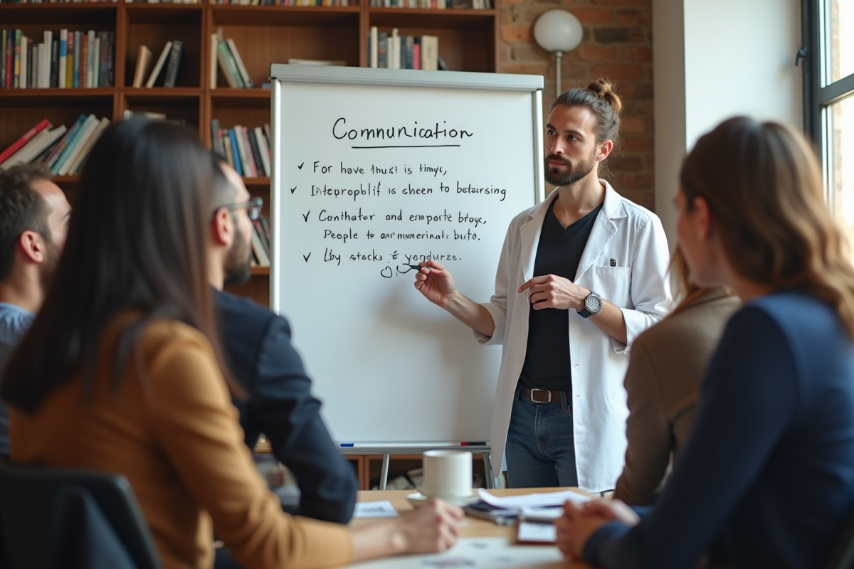 Psychologue écrivant conseils de communication lors d