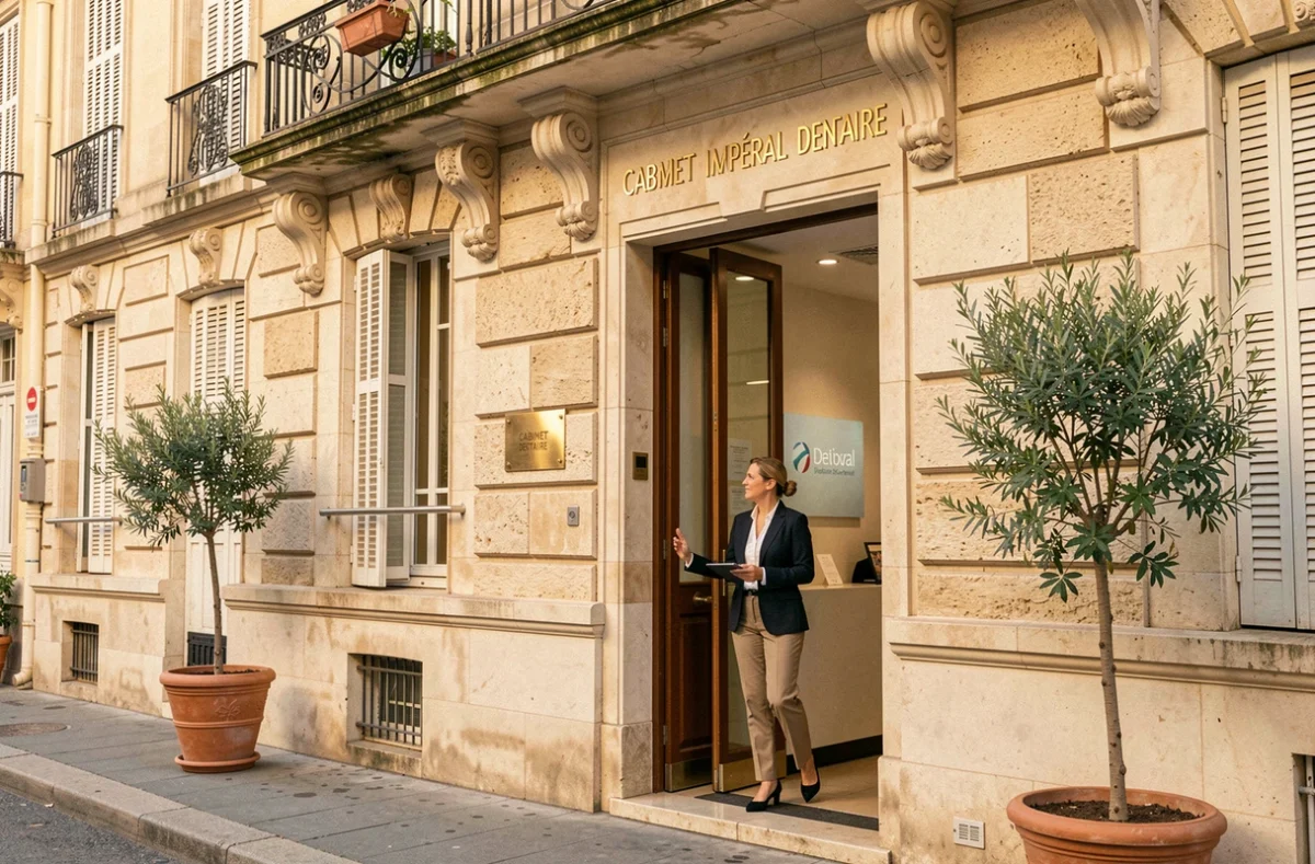 Façade élégante du Cabinet Impérial Dentaire à Toulon dans un immeuble de style classique