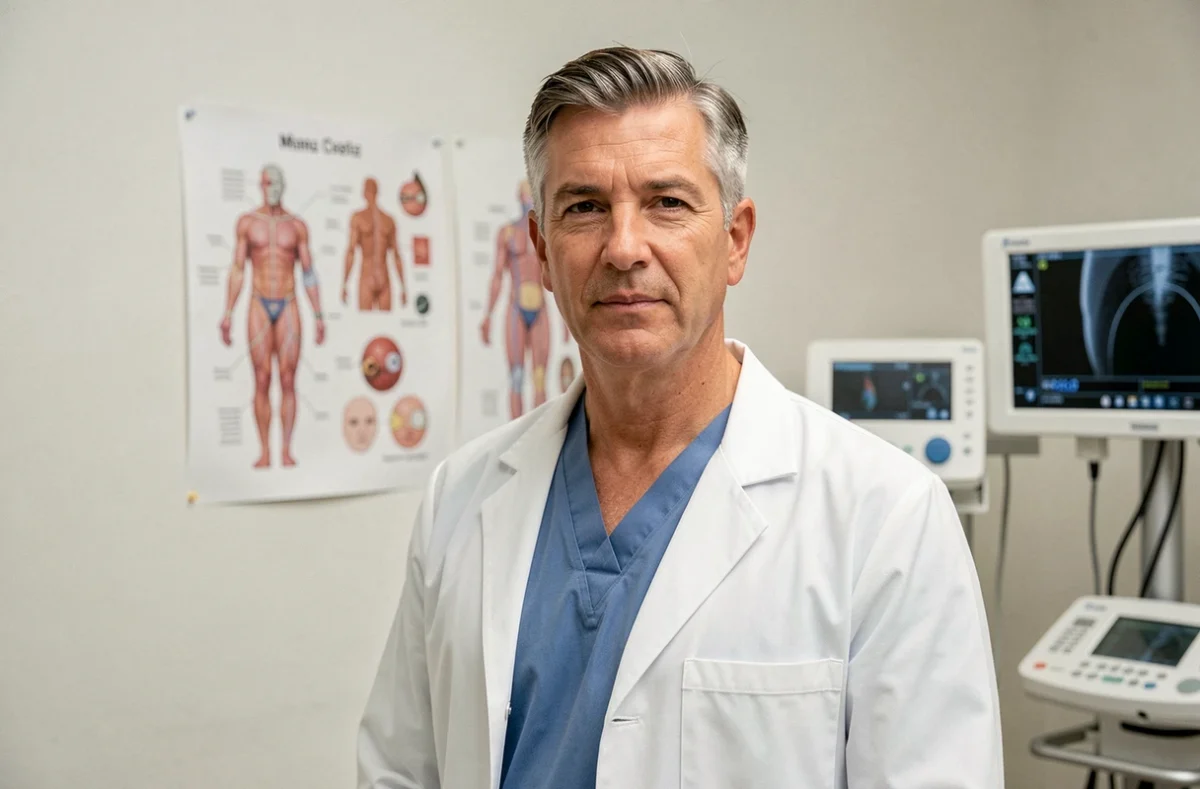 Dr Christophe Minetti, chirurgien esthétique en consultation préopératoire dans son cabinet à Metz