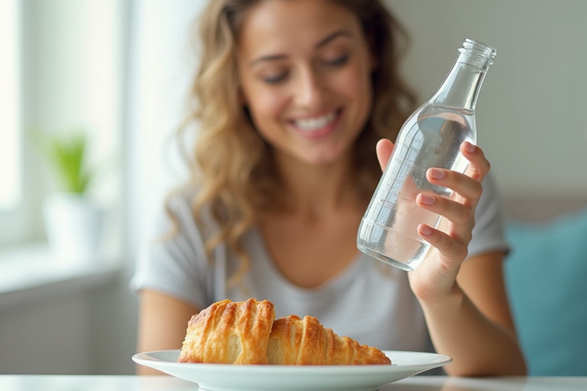 Femme tenant une bouteille d
