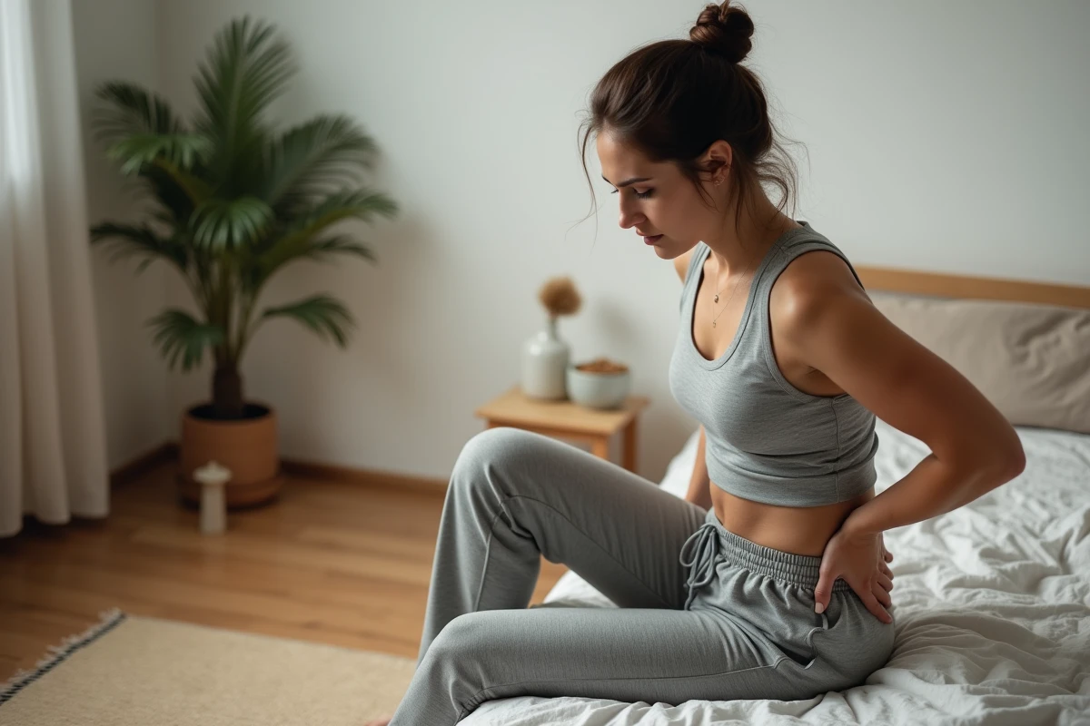 Femme en détente pensant dans sa chambre