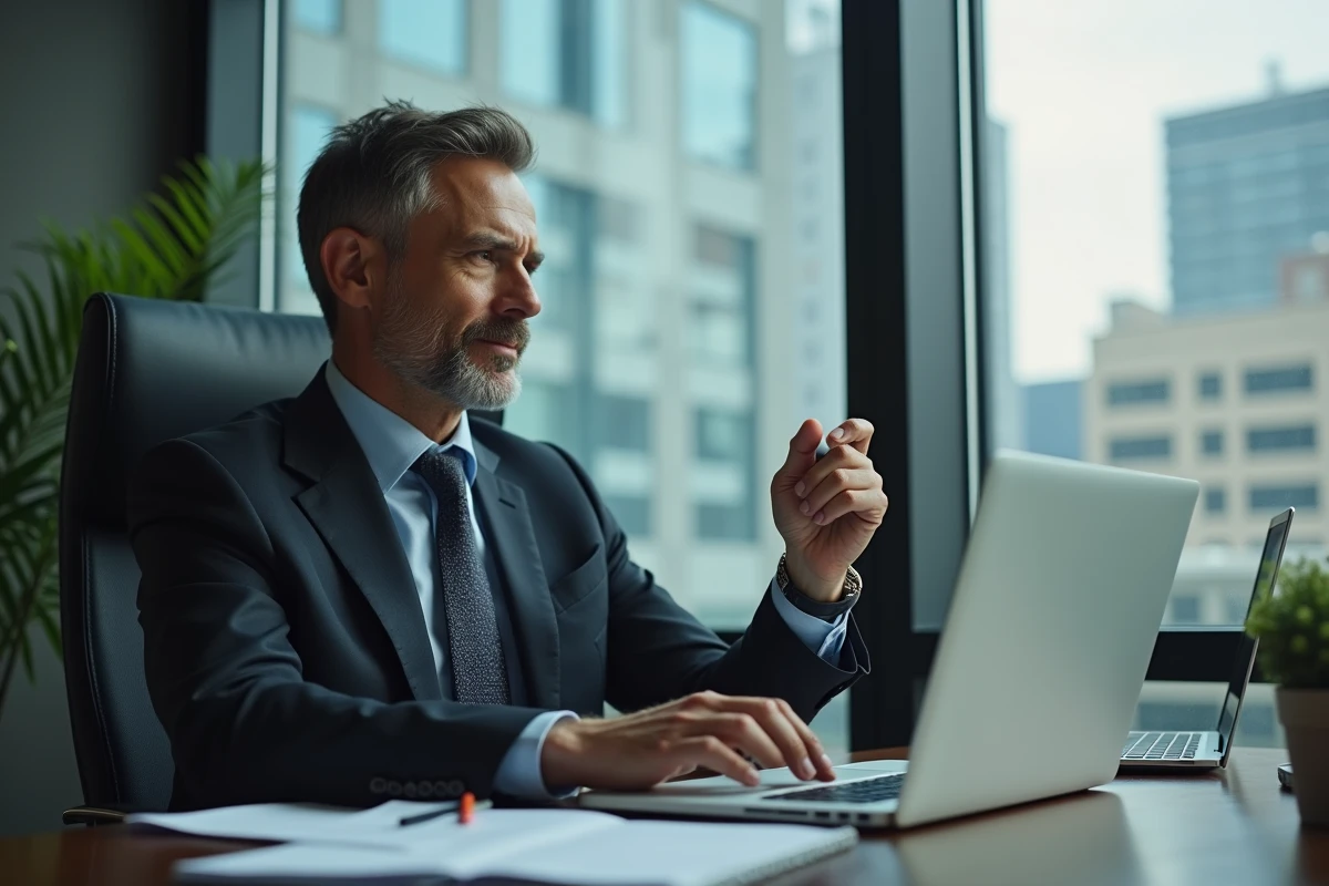 Homme d affaires au bureau en train de taper