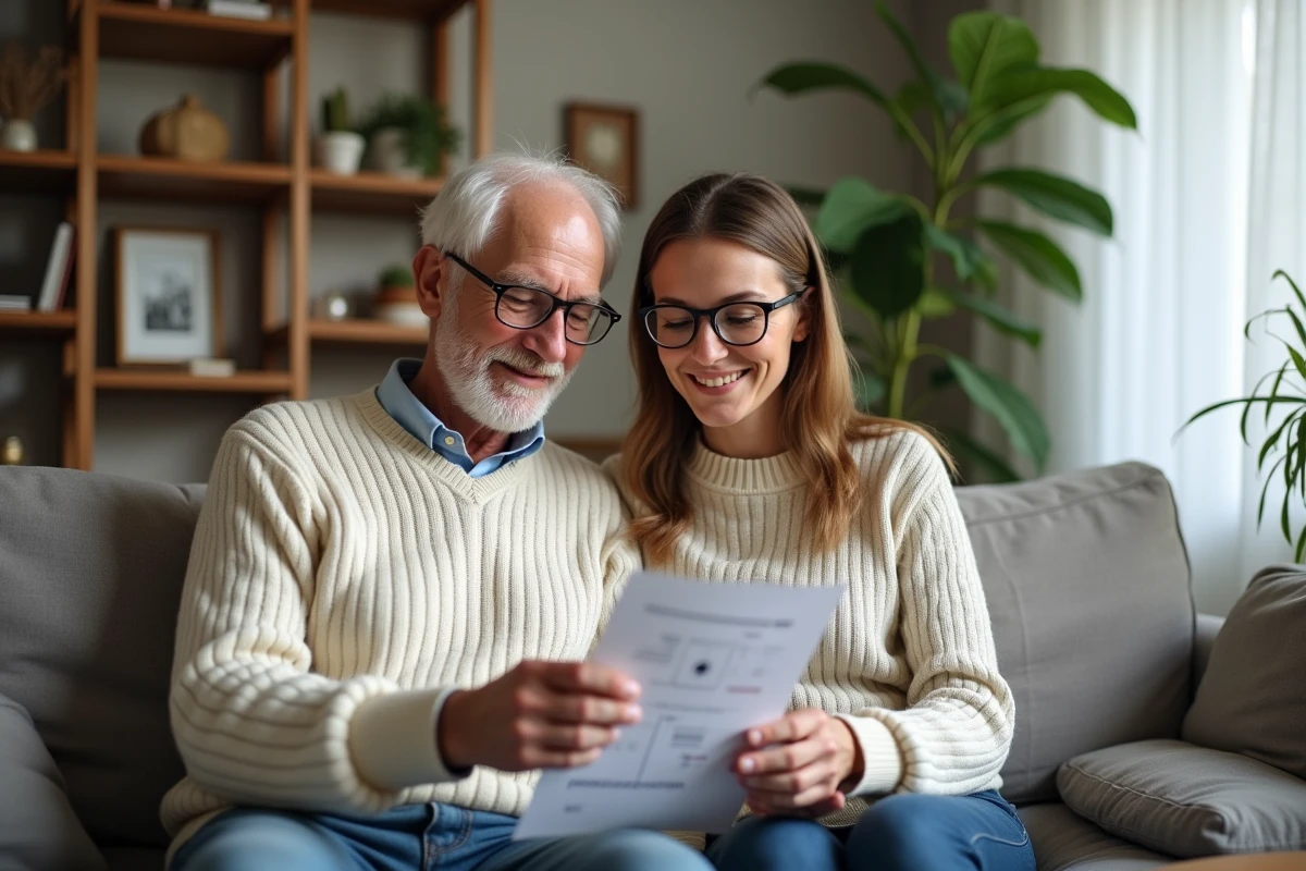 Père et fille regardant un graphique de pression artérielle